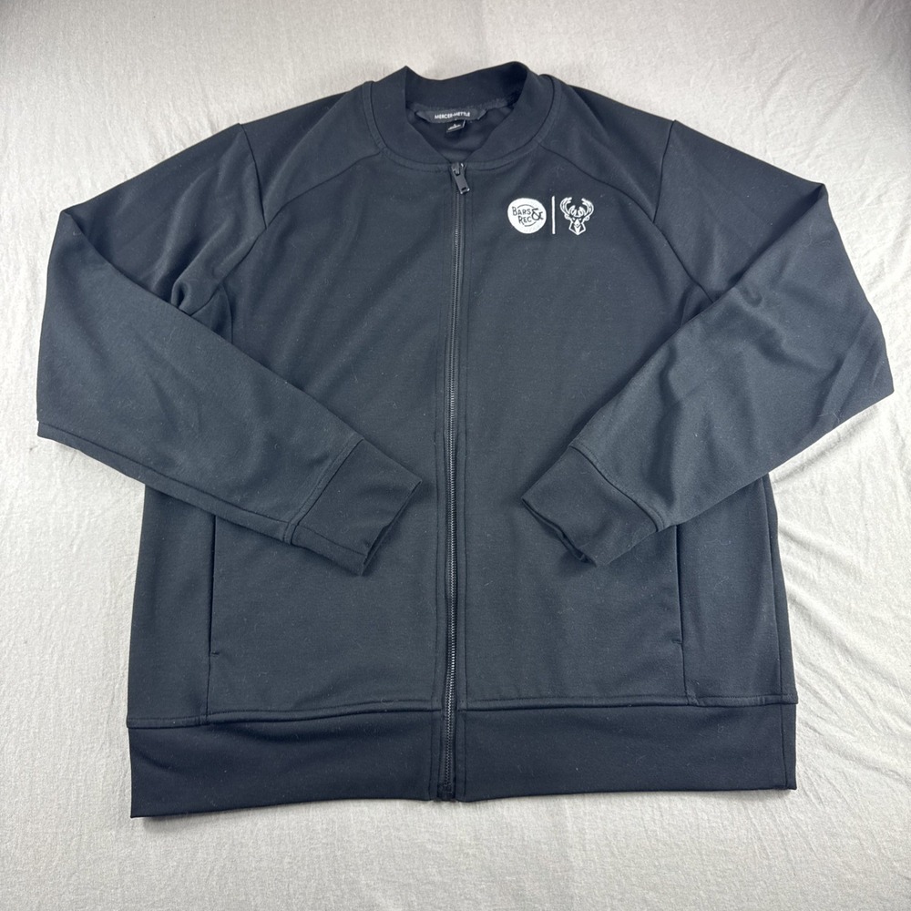 Milwaukee Bucks Mercer Mettle Sweatshirt Mens L Black Pockets Embroidered Zip Up
